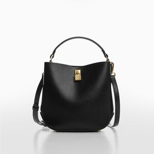 Mango Padlock Mini Shopper Black